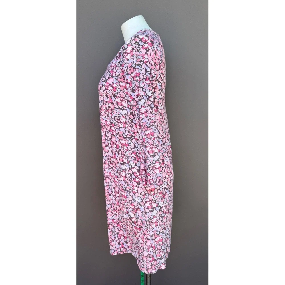 Midnight Carole Hochman Nightgown Medium Pink Floral Long Sleeve VNeck Sleepwear